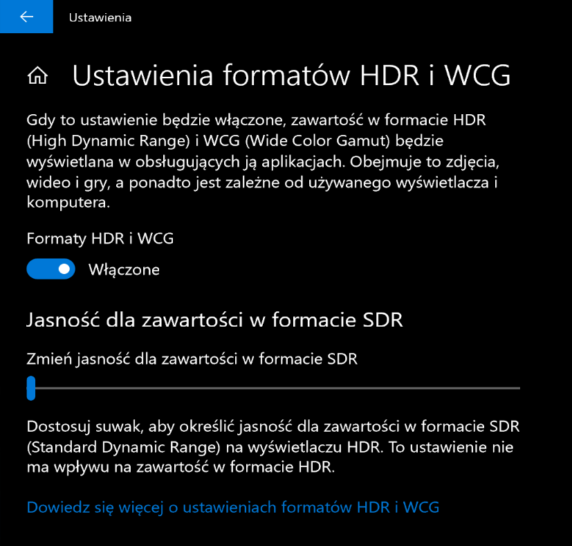 hdr ustawienia windows